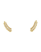 Brinco Ear Climber Folha em Ouro 14k com Diamantes Naturais
