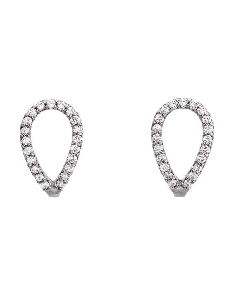Brinco Meia Argola Geométrico em Ouro 14k com Diamantes Naturais – Modelo 2