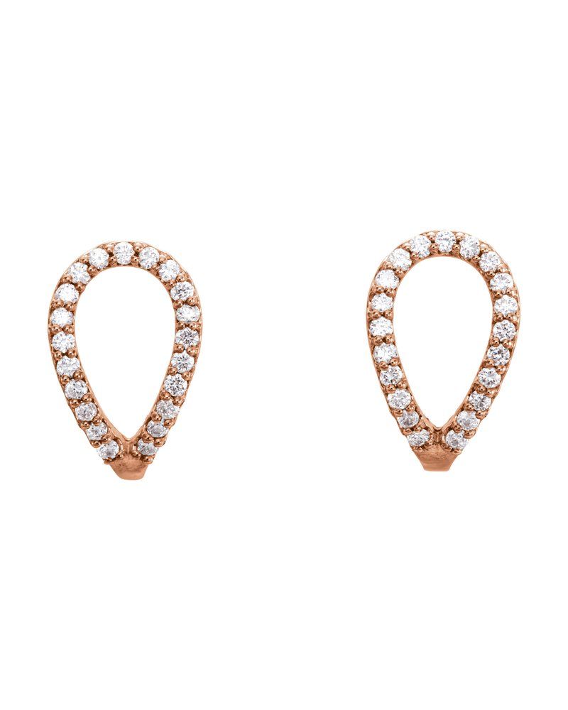Brinco Meia Argola Geométrico em Ouro 14k com Diamantes Naturais – Modelo 2
