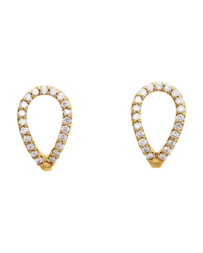 Brinco Meia Argola Geométrico em Ouro 14k com Diamantes Naturais – Modelo 2