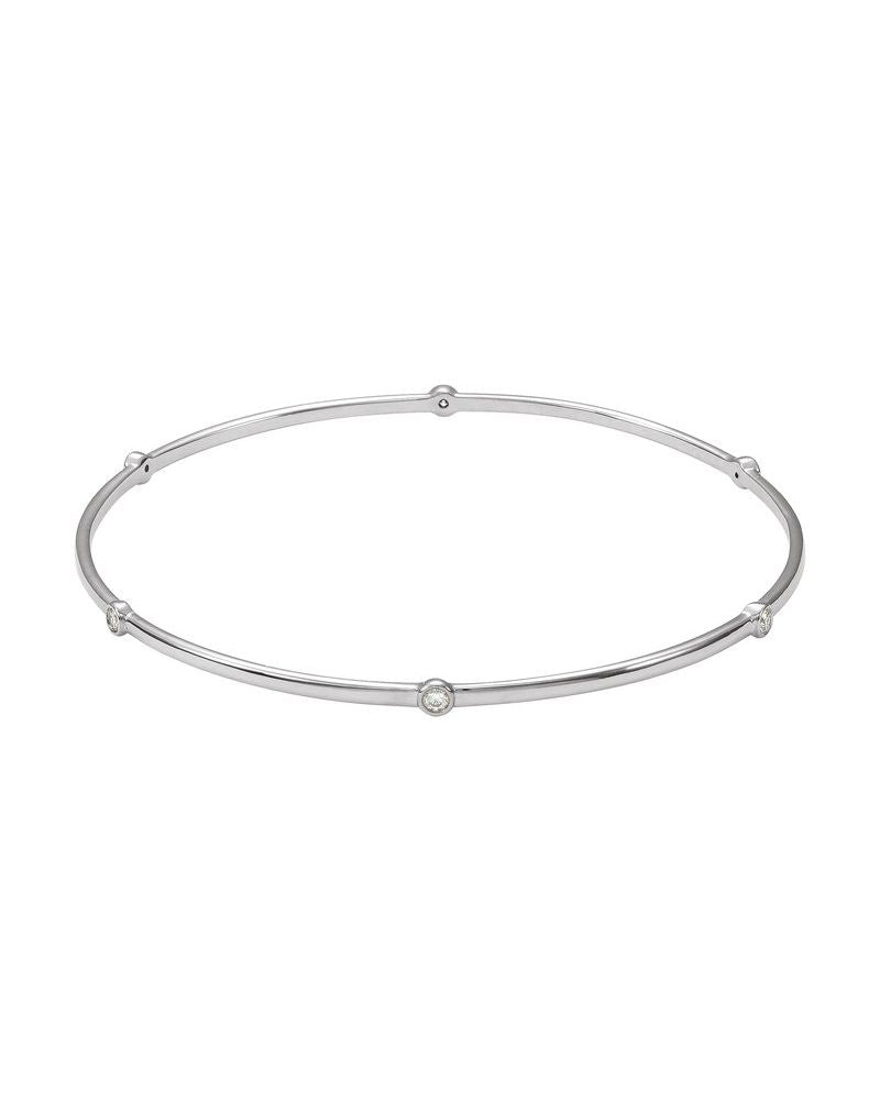 Bracelete Rígido com Cravação Bezel em Ouro 14k com Diamantes Naturais