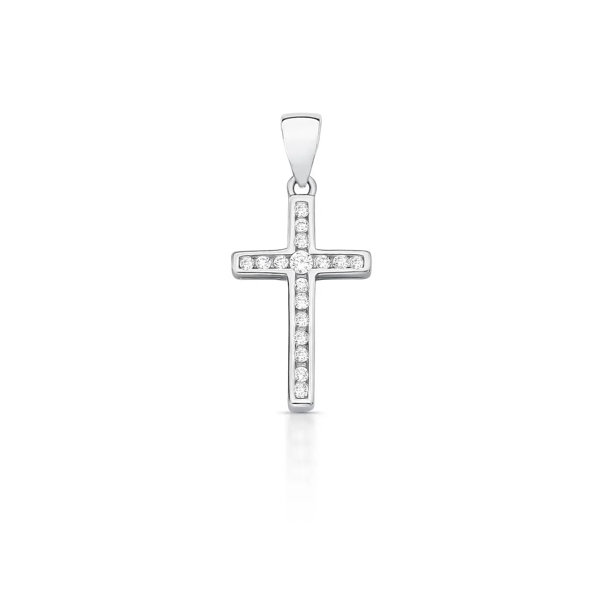 Pingente de Prata 925 de Cruz com Zircônias