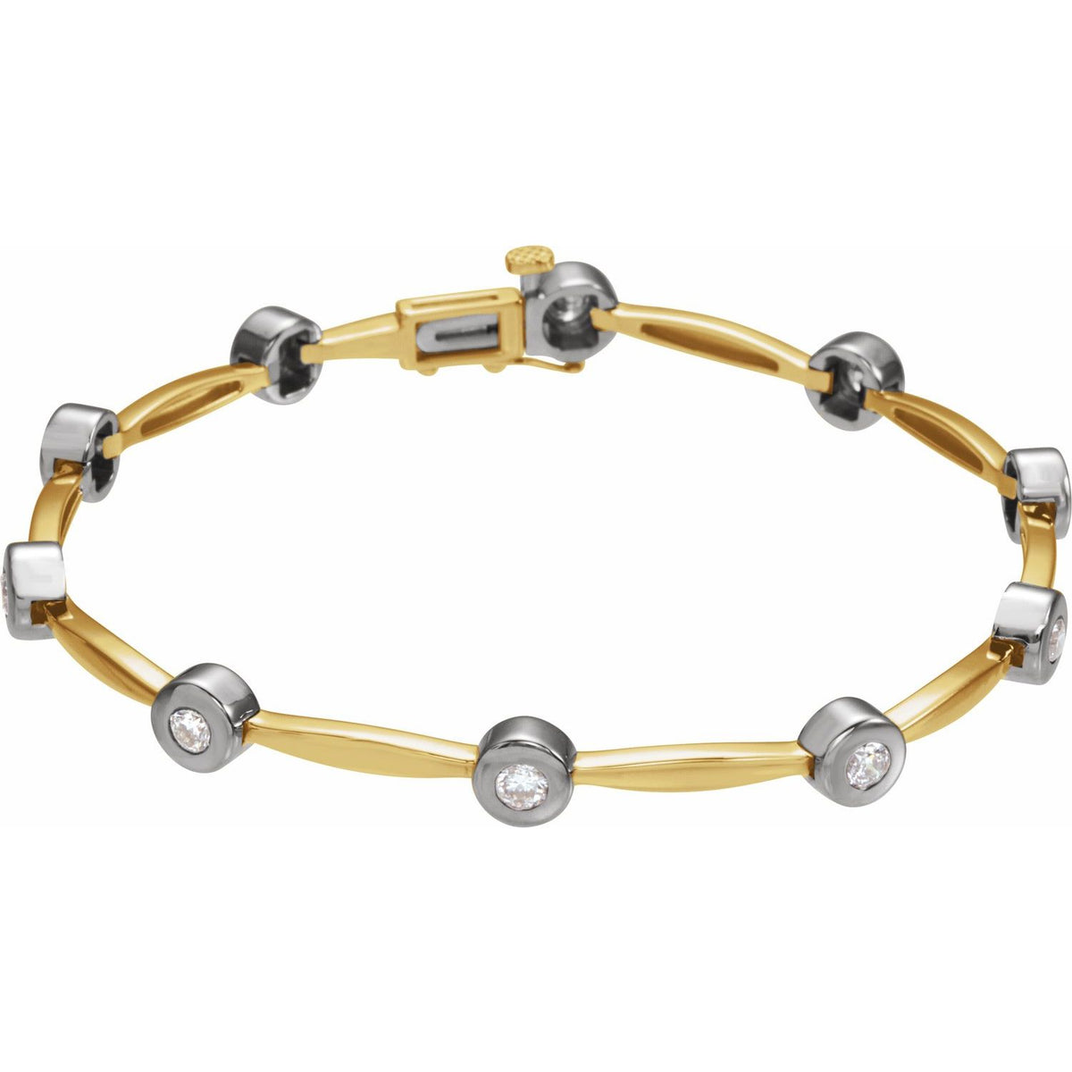 Pulseira Riviera Cravejada em Ouro 14k com Diamantes Naturais – Bicolor 14k