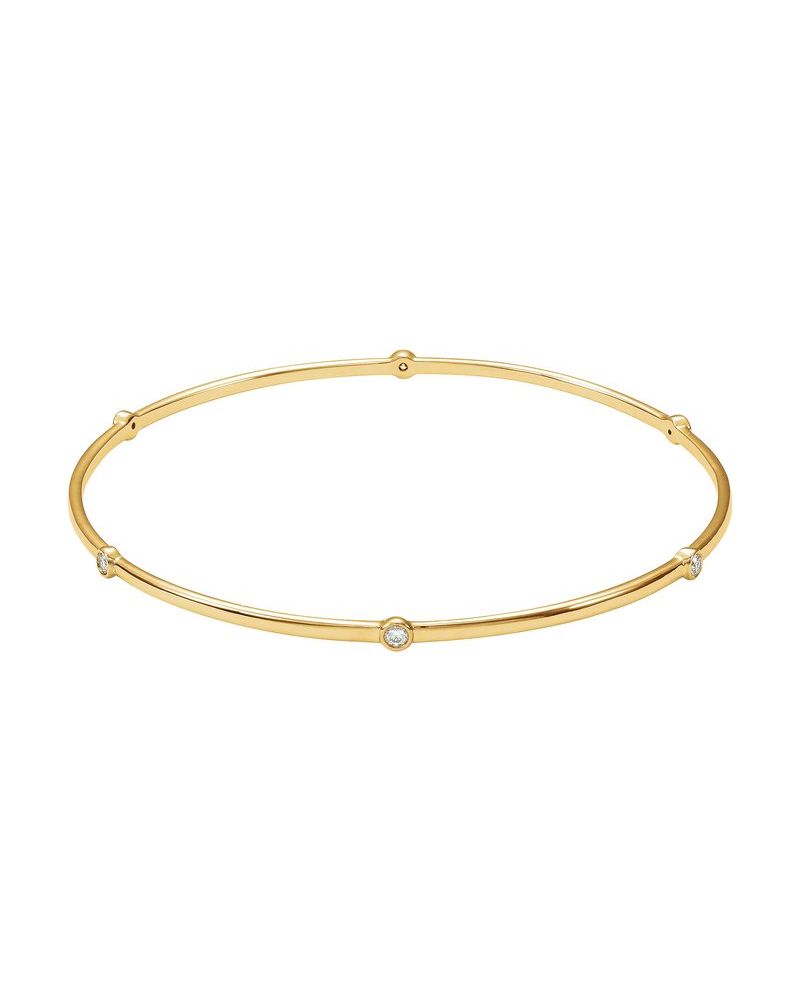 Bracelete Rígido com Cravação Bezel em Ouro 14k com Diamantes Naturais