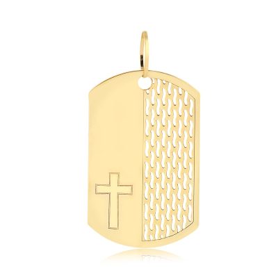 Pingente Masculino Placa Salmo Cruz Vzd