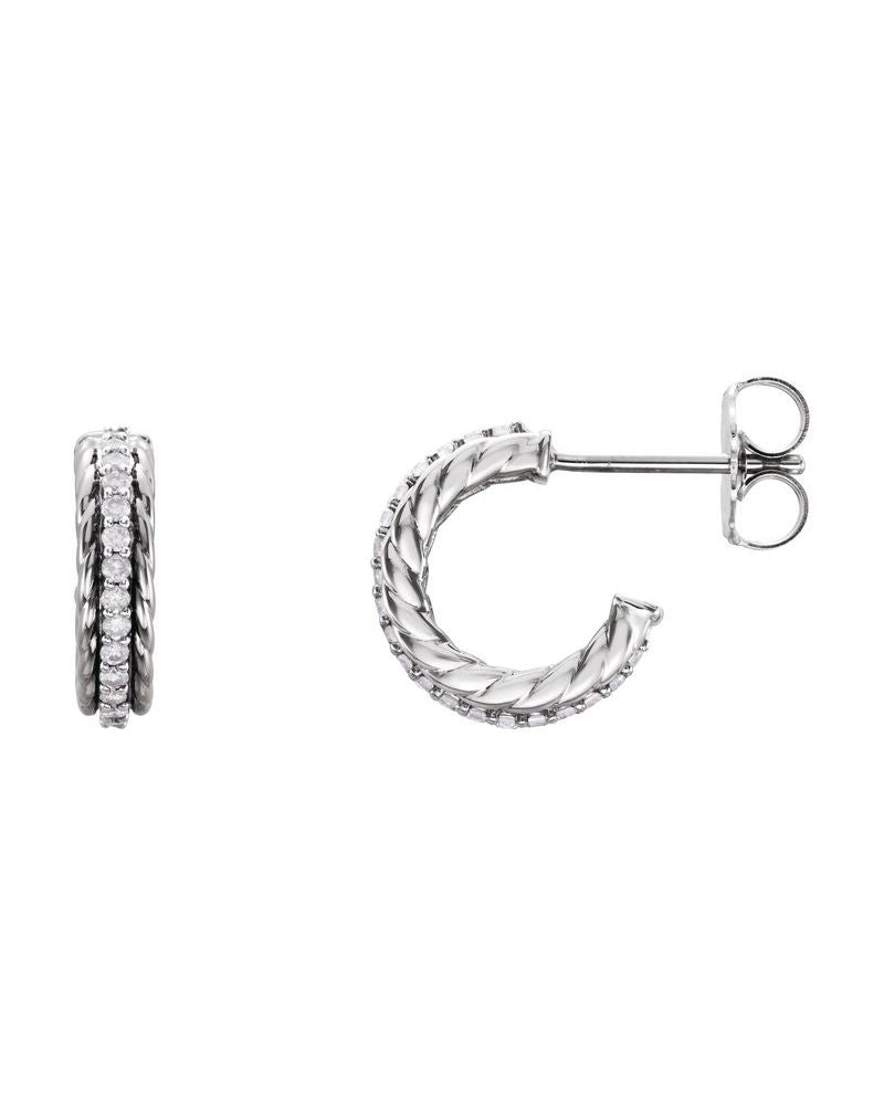 Brinco de Aro Torcido Cravejado em Ouro 14k com Diamantes Naturais