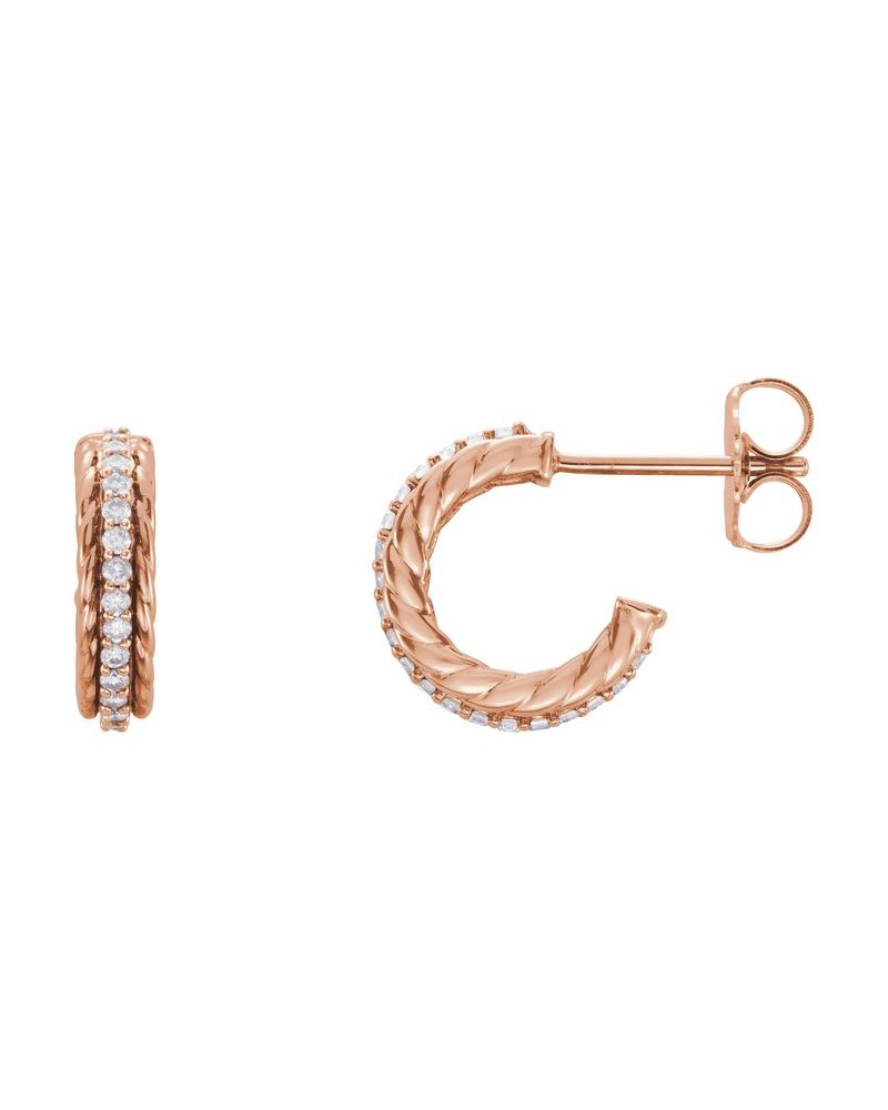 Brinco de Aro Torcido Cravejado em Ouro 14k com Diamantes Naturais