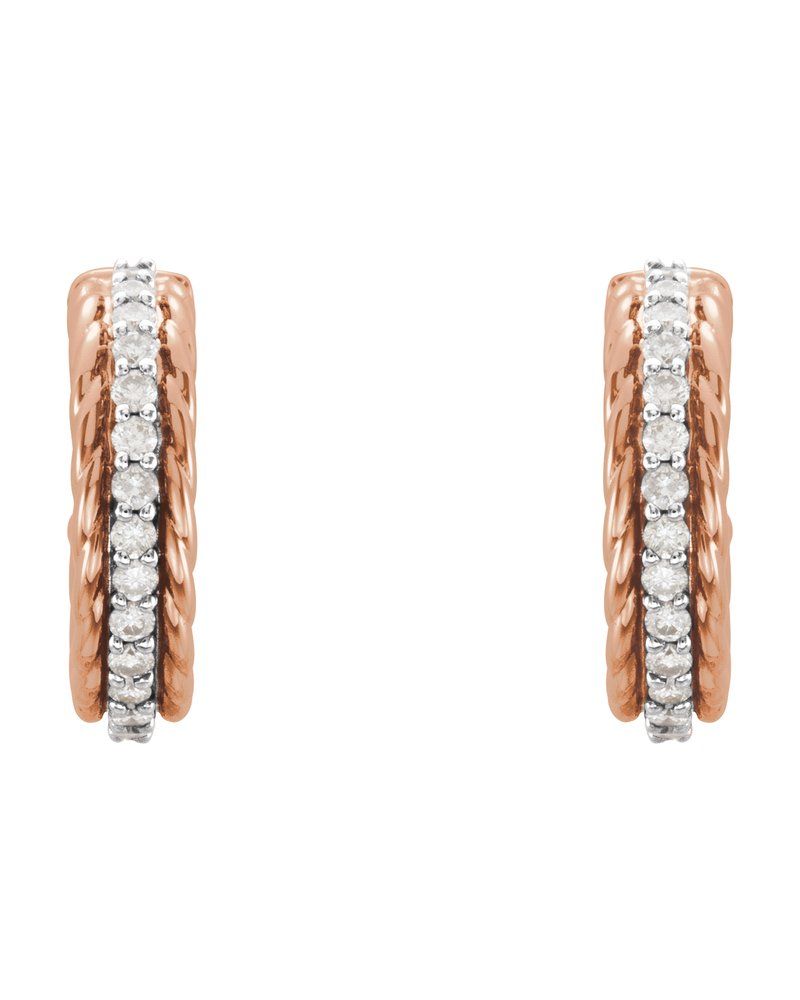 Brinco de Aro Torcido Cravejado em Ouro 14k com Diamantes Naturais