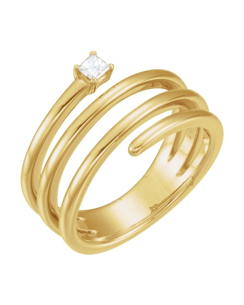 Anel Espiral Cravejado em Ouro 14k com Diamantes Naturais
