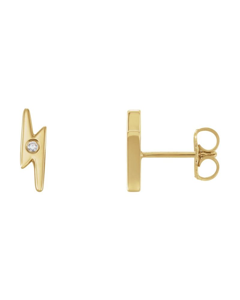 Brinco Raio em Ouro 14k com Diamantes Naturais