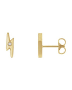 Brinco Raio em Ouro 14k com Diamantes Naturais