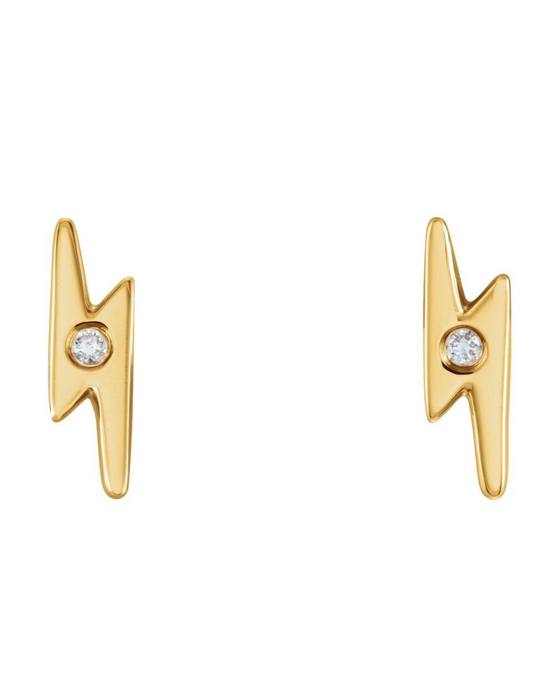 Brinco Raio em Ouro 14k com Diamantes Naturais