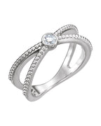 Anel Bolinhas com Cravação Bezel em Ouro 14k com Diamantes Naturais – Modelo 2