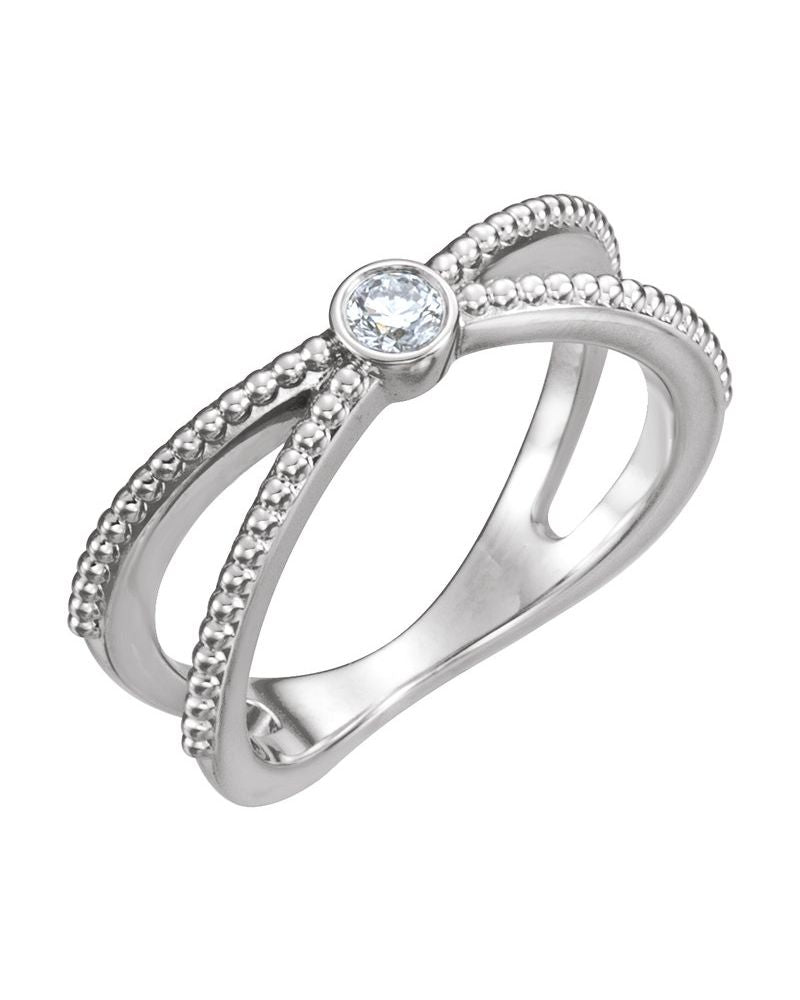 Anel Bolinhas com Cravação Bezel em Ouro 14k com Diamantes Naturais – Modelo 2