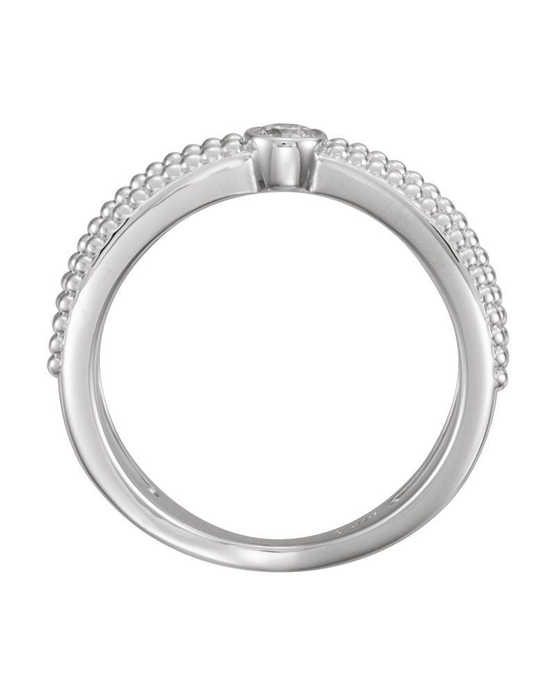 Anel Bolinhas com Cravação Bezel em Ouro 14k com Diamantes Naturais – Modelo 2