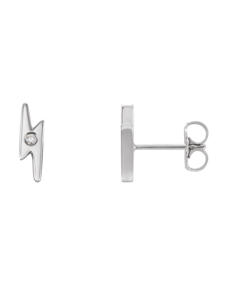 Brinco Raio em Ouro 14k com Diamantes Naturais