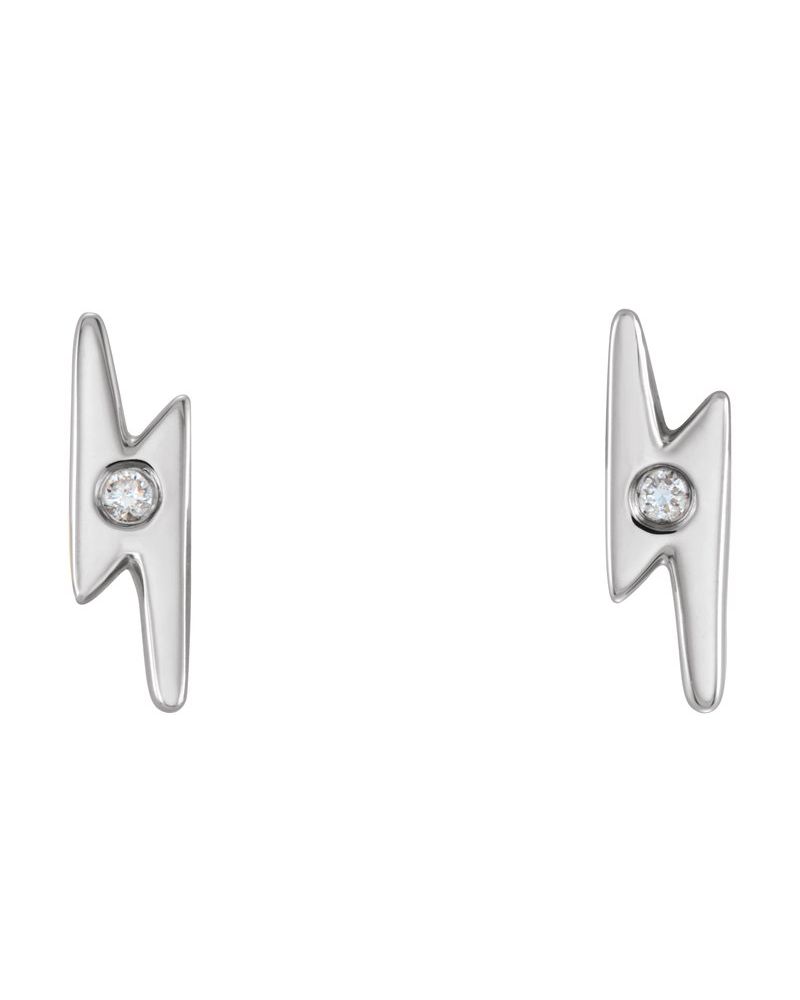 Brinco Raio em Ouro 14k com Diamantes Naturais