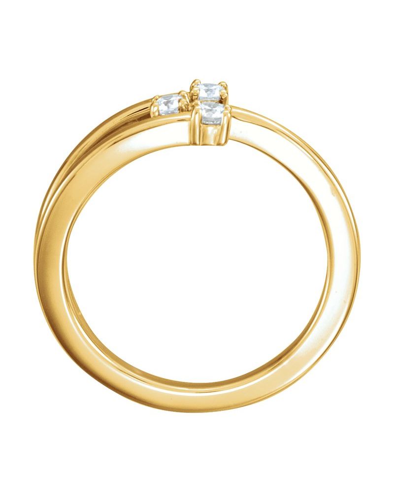 Anel Três Pedras Bypass em Ouro 14k com Diamantes Naturais – Modelo 4