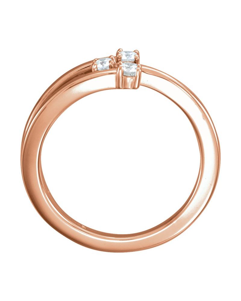 Anel Três Pedras Bypass em Ouro 14k com Diamantes Naturais – Modelo 4