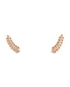 Brinco Ear Climber Folha em Ouro 14k com Diamantes Naturais