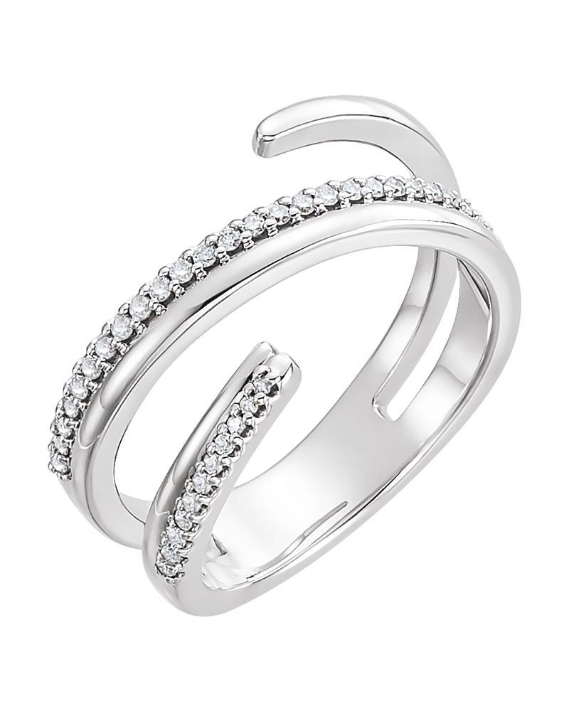 Anel Vazado em Ouro 14k com Diamantes Naturais – Modelo 16