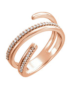 Anel Vazado em Ouro 14k com Diamantes Naturais – Modelo 16