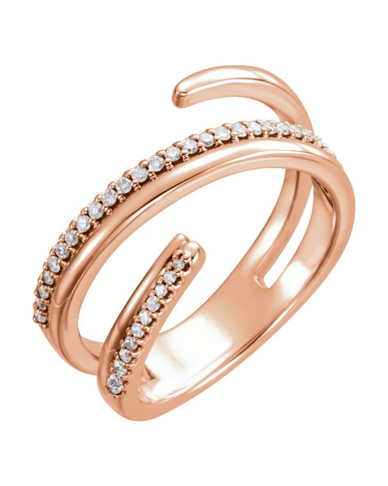 Anel Vazado em Ouro 14k com Diamantes Naturais – Modelo 16