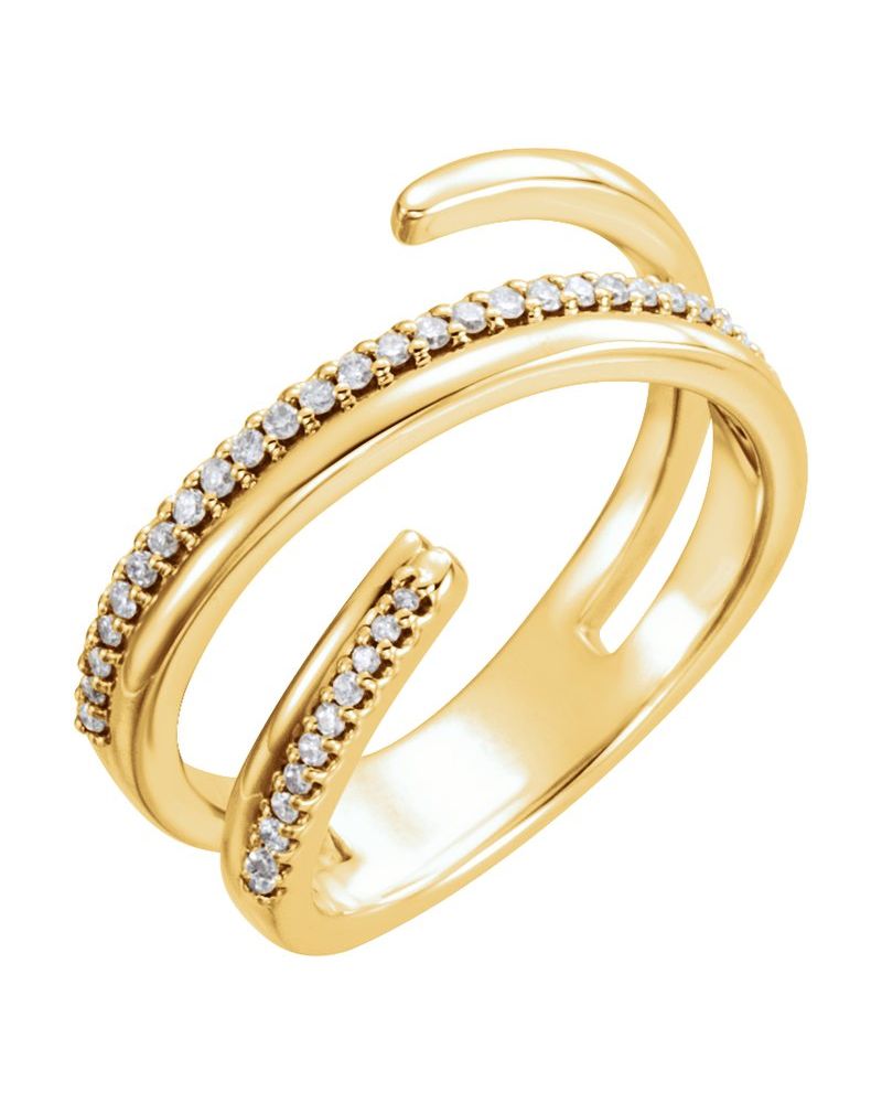 Anel Vazado em Ouro 14k com Diamantes Naturais – Modelo 16