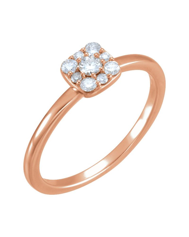 Anel Cluster Empilhável em Ouro 14k com Diamantes Naturais – Modelo 4