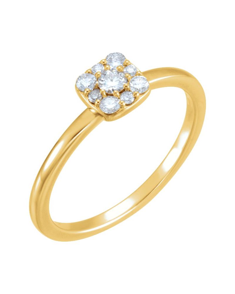 Anel Cluster Empilhável em Ouro 14k com Diamantes Naturais – Modelo 4