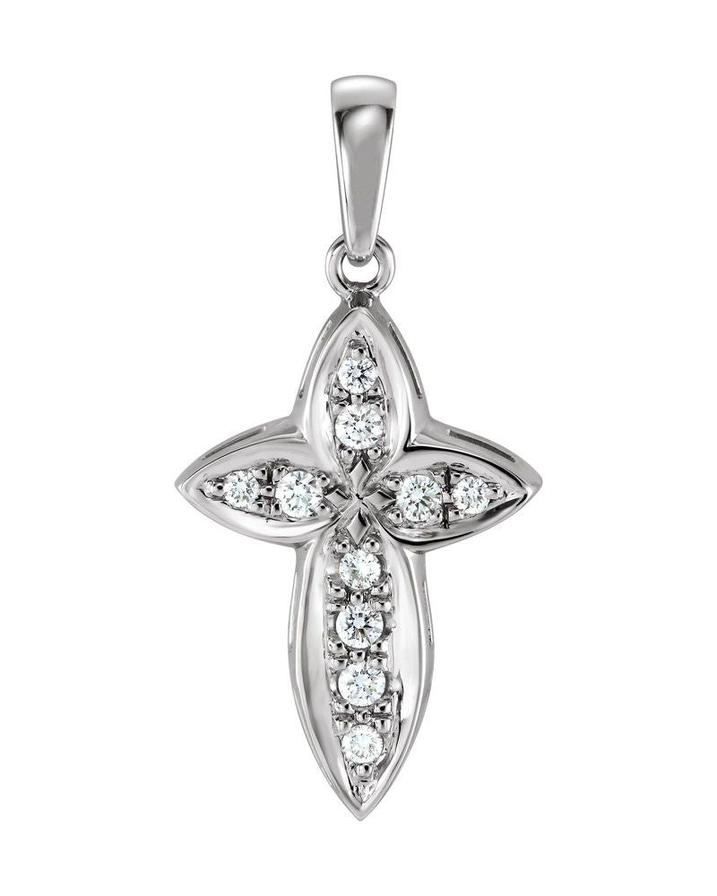 Pingente Diamantado Cruz em Ouro 14k com Diamantes Naturais