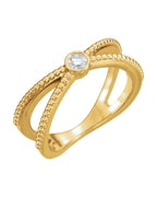 Anel Bolinhas com Cravação Bezel em Ouro 14k com Diamantes Naturais – Modelo 2