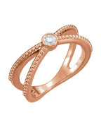 Anel Bolinhas com Cravação Bezel em Ouro 14k com Diamantes Naturais – Modelo 2