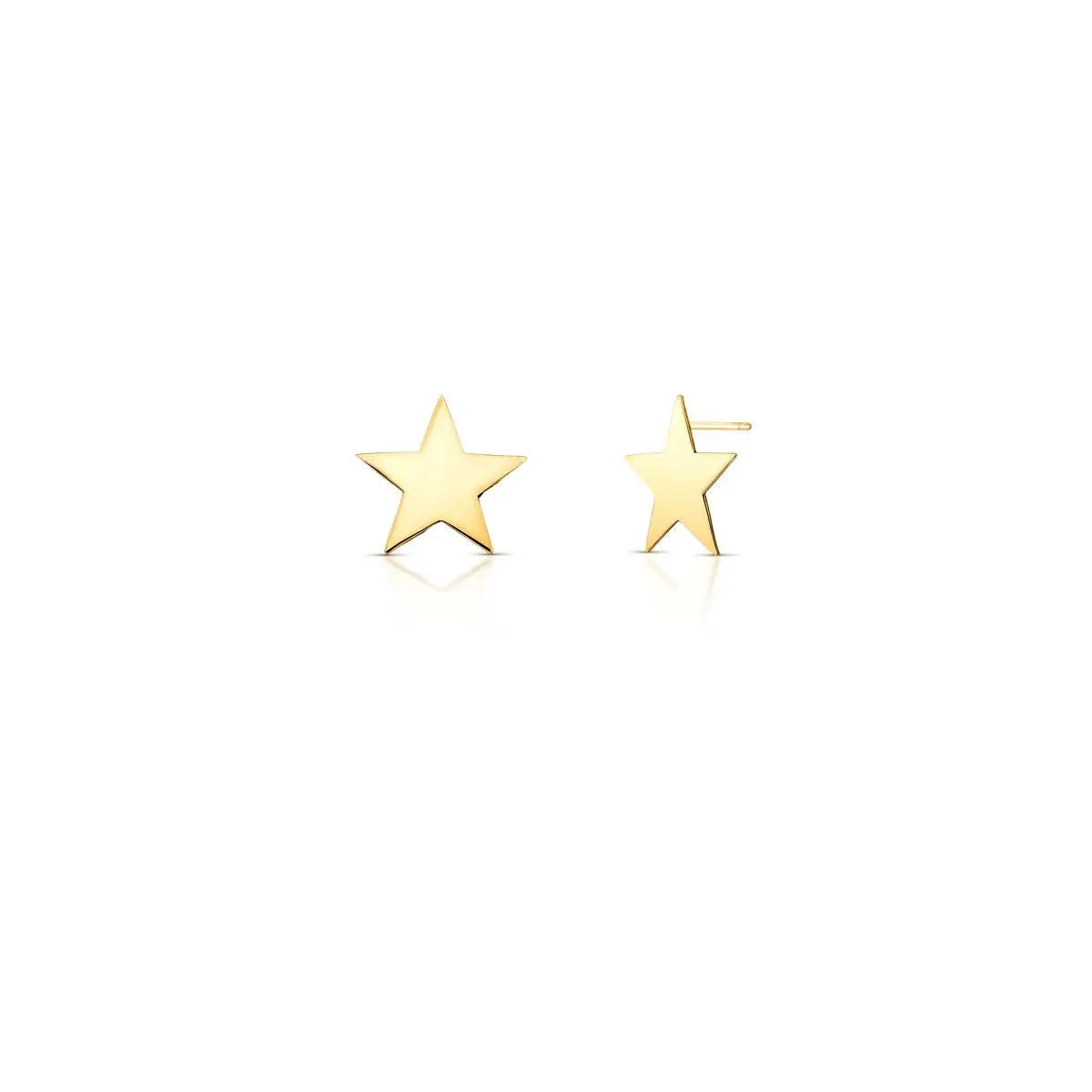 Brinco de Prata 925 Banhada a Ouro de Estrela Liso Lisa