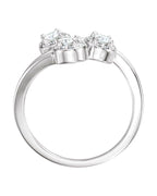 Anel Três Pedras Halo em Ouro 14k com Diamantes Naturais