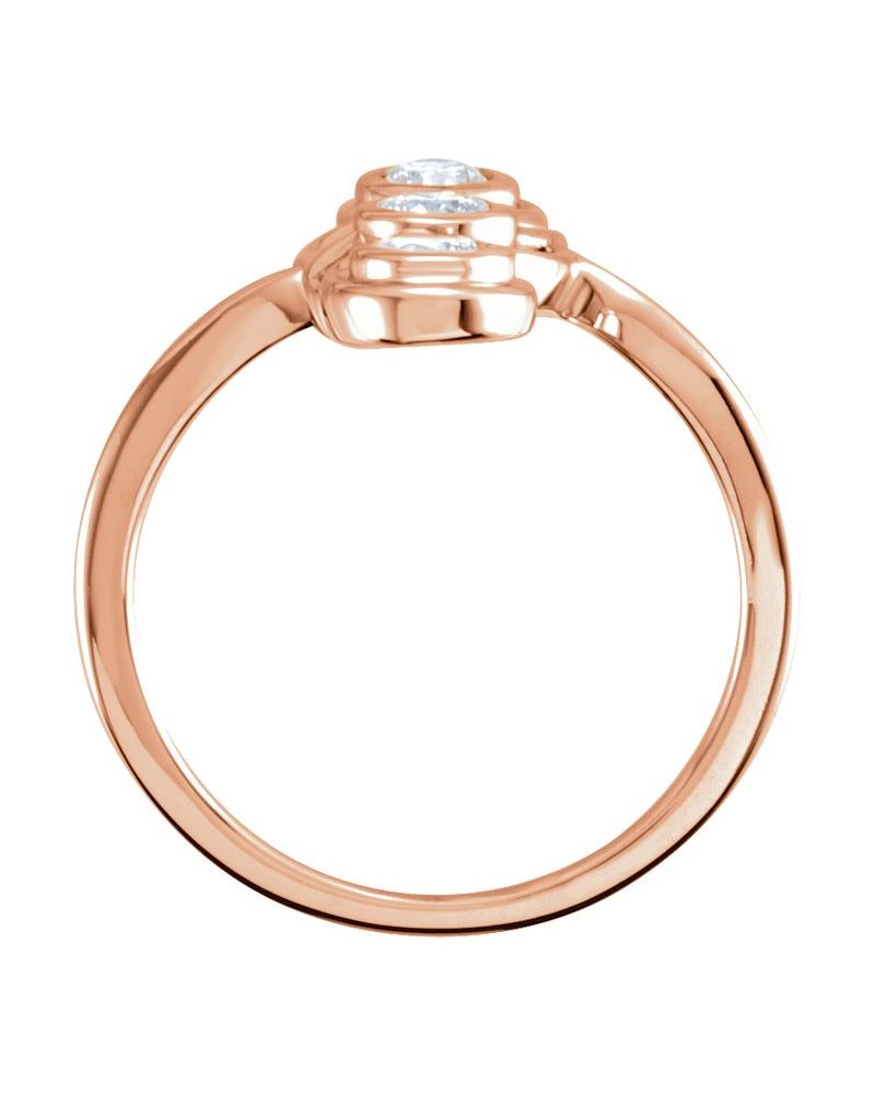 Anel Três Pedras com Cravação Bezel em Ouro 14k com Diamantes Naturais – Modelo 3