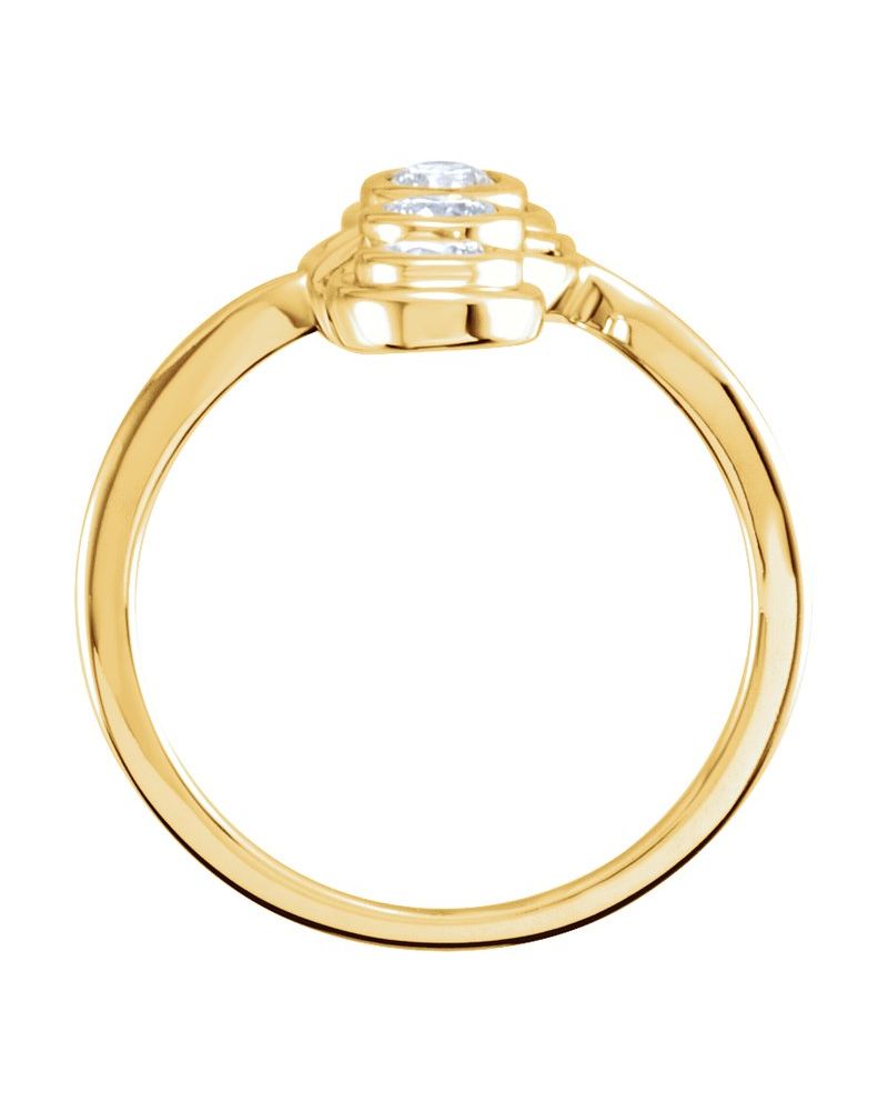 Anel Três Pedras com Cravação Bezel em Ouro 14k com Diamantes Naturais – Modelo 3