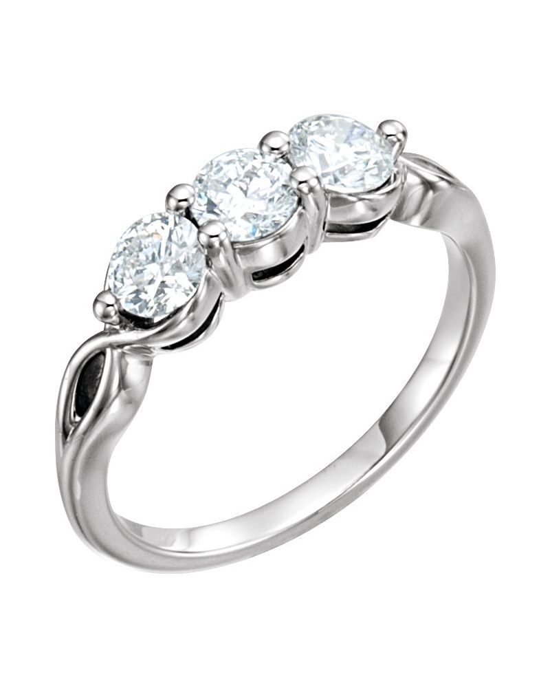 Anel Três Pedras em Ouro 14k com Diamantes Naturais – Modelo 5