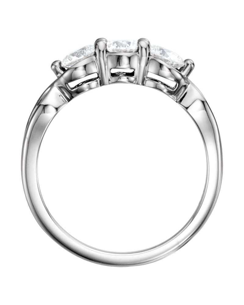 Anel Três Pedras em Ouro 14k com Diamantes Naturais – Modelo 5
