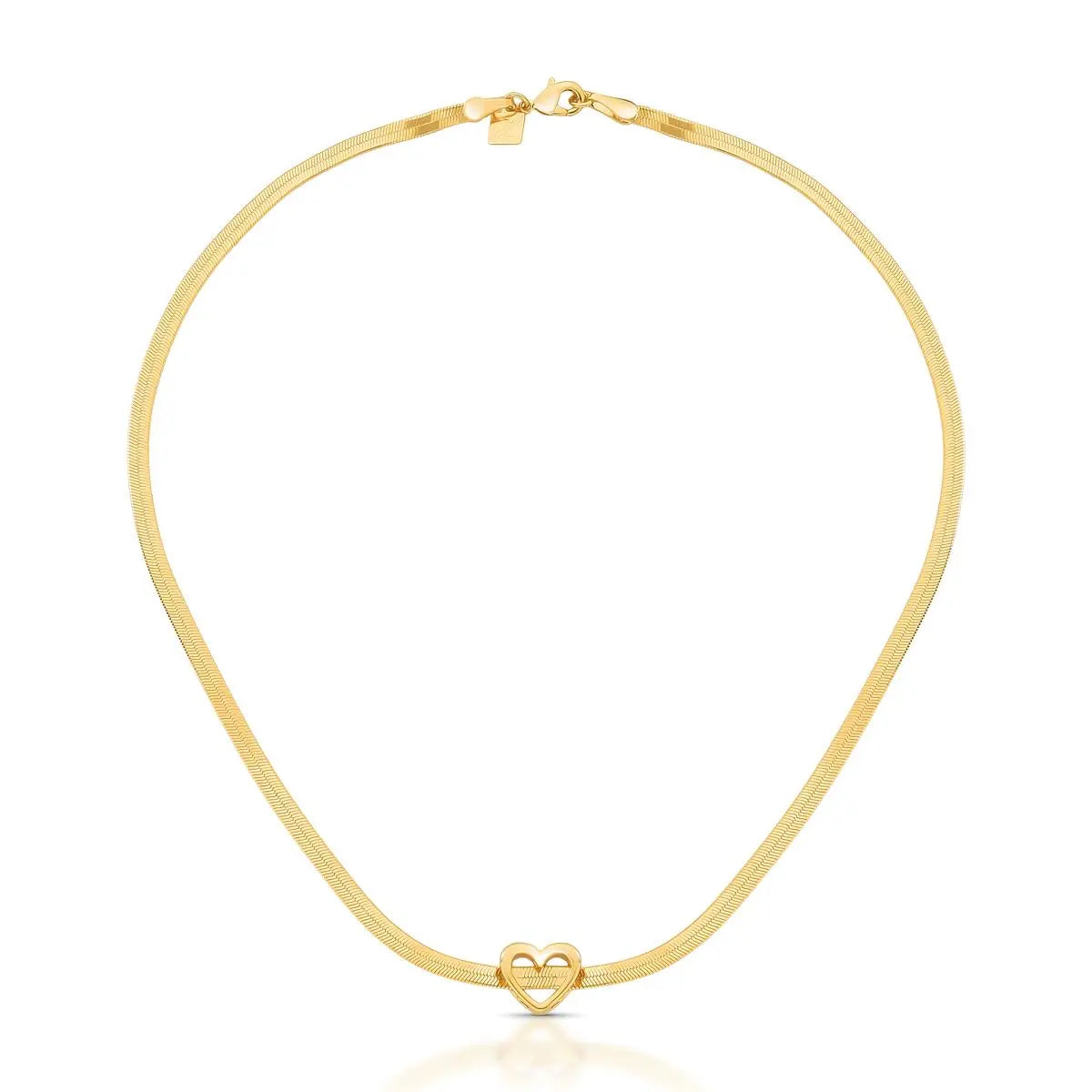 Choker Folheada a Ouro com Pingente de Coração Vazado e Liso