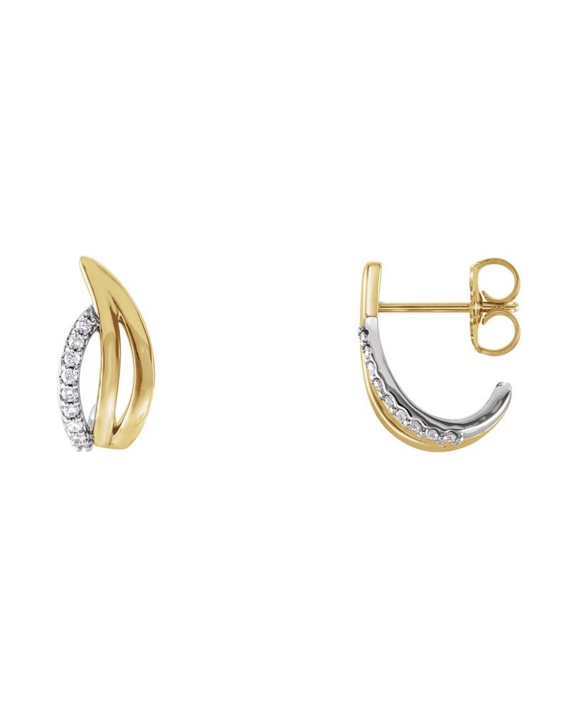 Brinco Meia Argola Orgânico em Ouro 14k com Diamantes Naturais