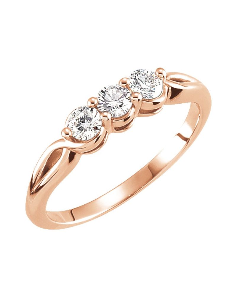 Anel Três Pedras em Ouro 14k com Diamantes Naturais – Modelo 5