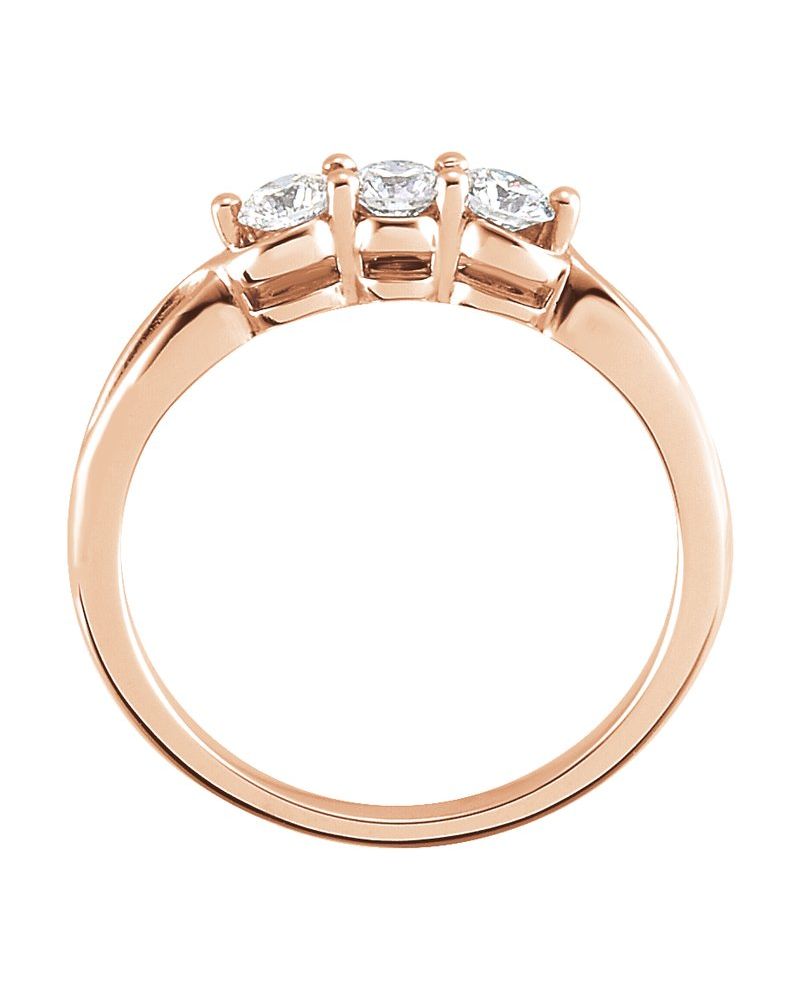 Anel Três Pedras em Ouro 14k com Diamantes Naturais – Modelo 5