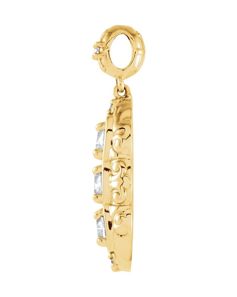 Pingente Três Pedras em Ouro 14k com Diamantes Naturais – Modelo 10