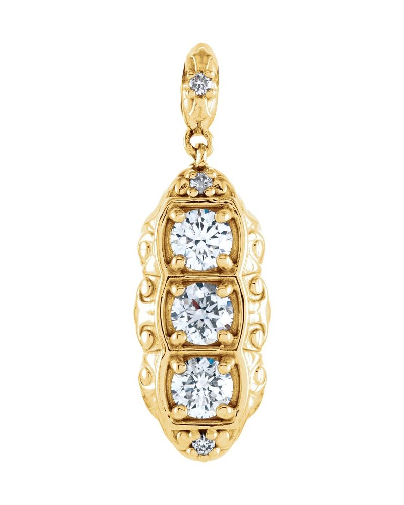 Pingente Três Pedras em Ouro 14k com Diamantes Naturais – Modelo 10