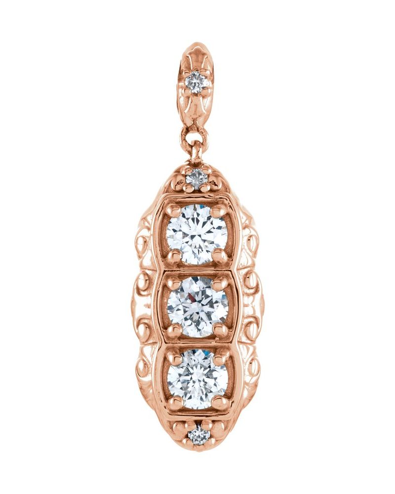 Pingente Três Pedras em Ouro 14k com Diamantes Naturais – Modelo 10