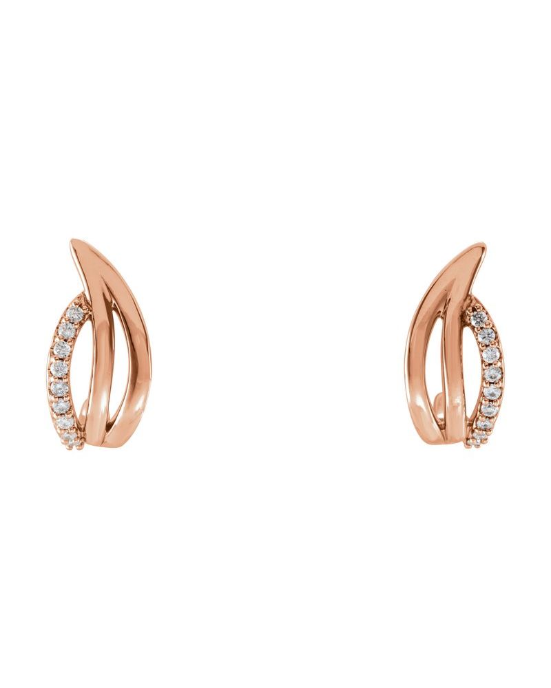 Brinco Meia Argola Orgânico em Ouro 14k com Diamantes Naturais