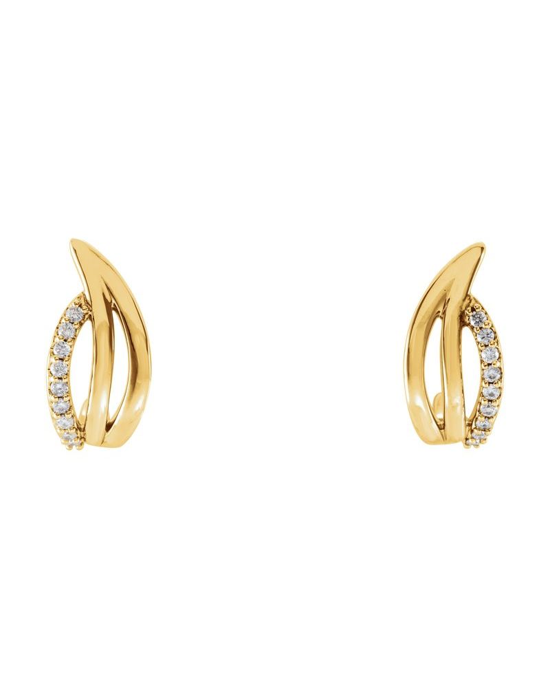 Brinco Meia Argola Orgânico em Ouro 14k com Diamantes Naturais