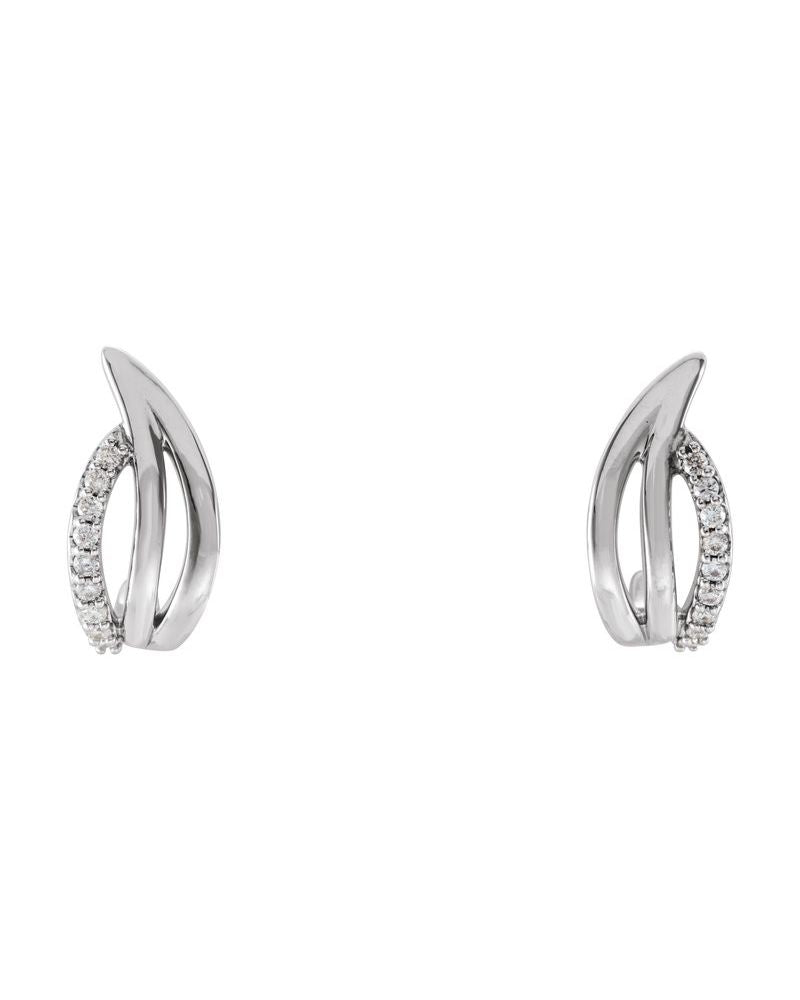 Brinco Meia Argola Orgânico em Ouro 14k com Diamantes Naturais