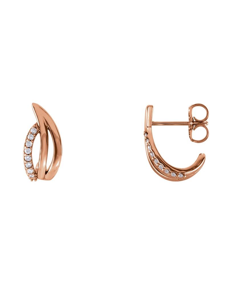 Brinco Meia Argola Orgânico em Ouro 14k com Diamantes Naturais